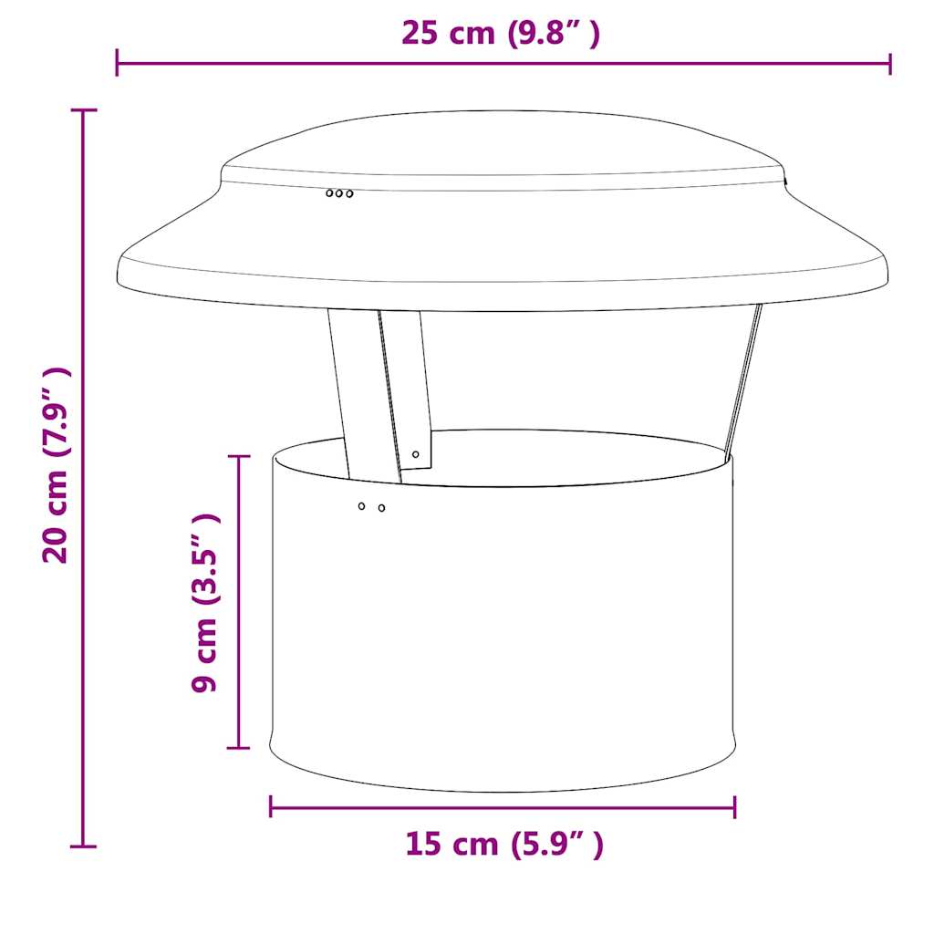 Regenbescherming voor Schoorsteen Zilver 25 x 25 x 20 cm