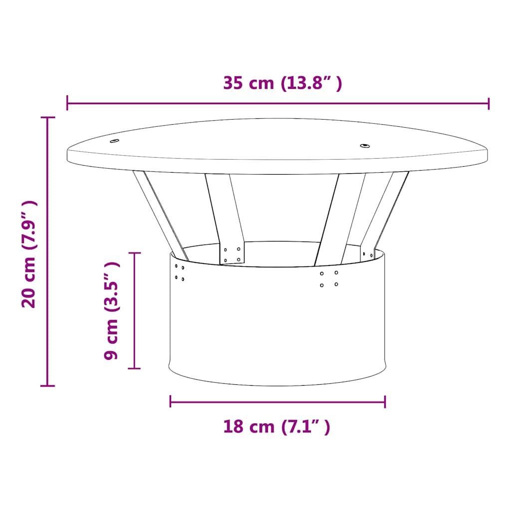 Regenbescherming voor Schoorsteen Zilver 35 x 35 x 20 cm