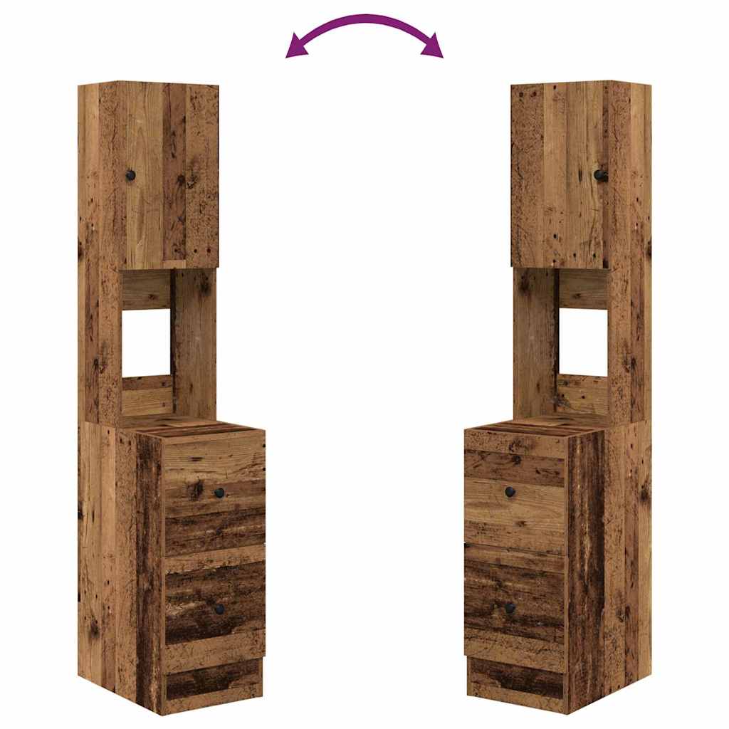 Keukenkast met lade met plank met opslag met de deur Oud hout Bewerkt hout