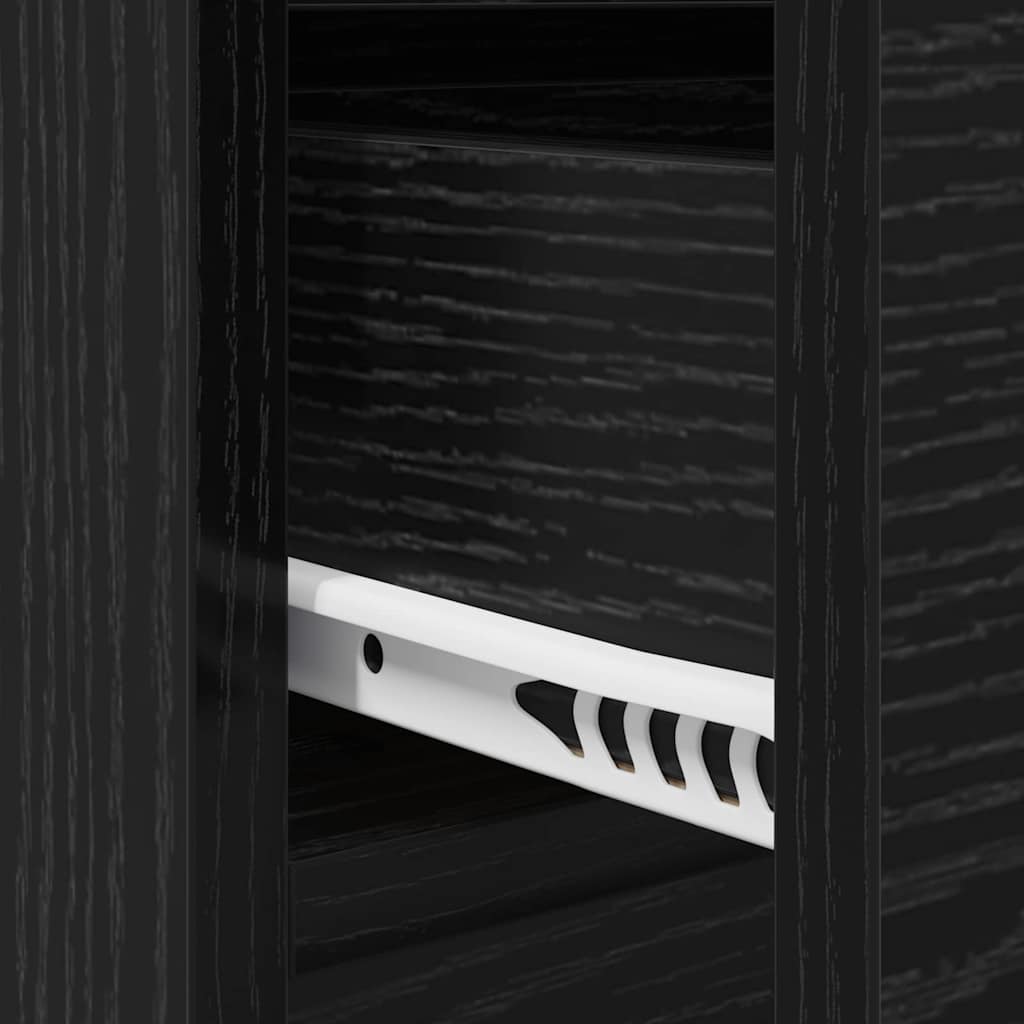 Halmeubelset met lade met plank 4 pcs Zwart Eiken Bewerkt hout