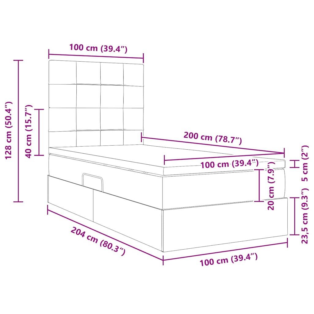 Opslag bed met matras met matras Blauw 100 x 200 cm Polyester