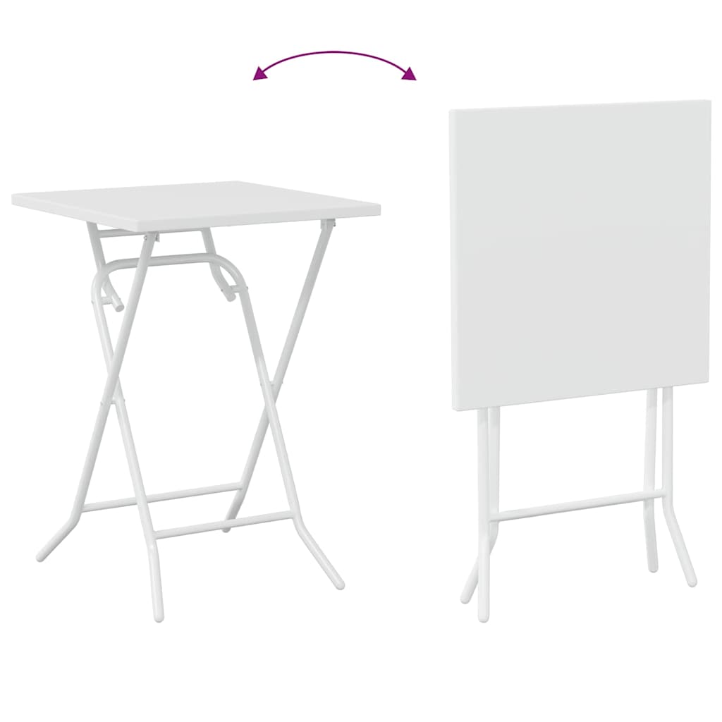 Tuin Bistro Set 3 pcs Wit Staal