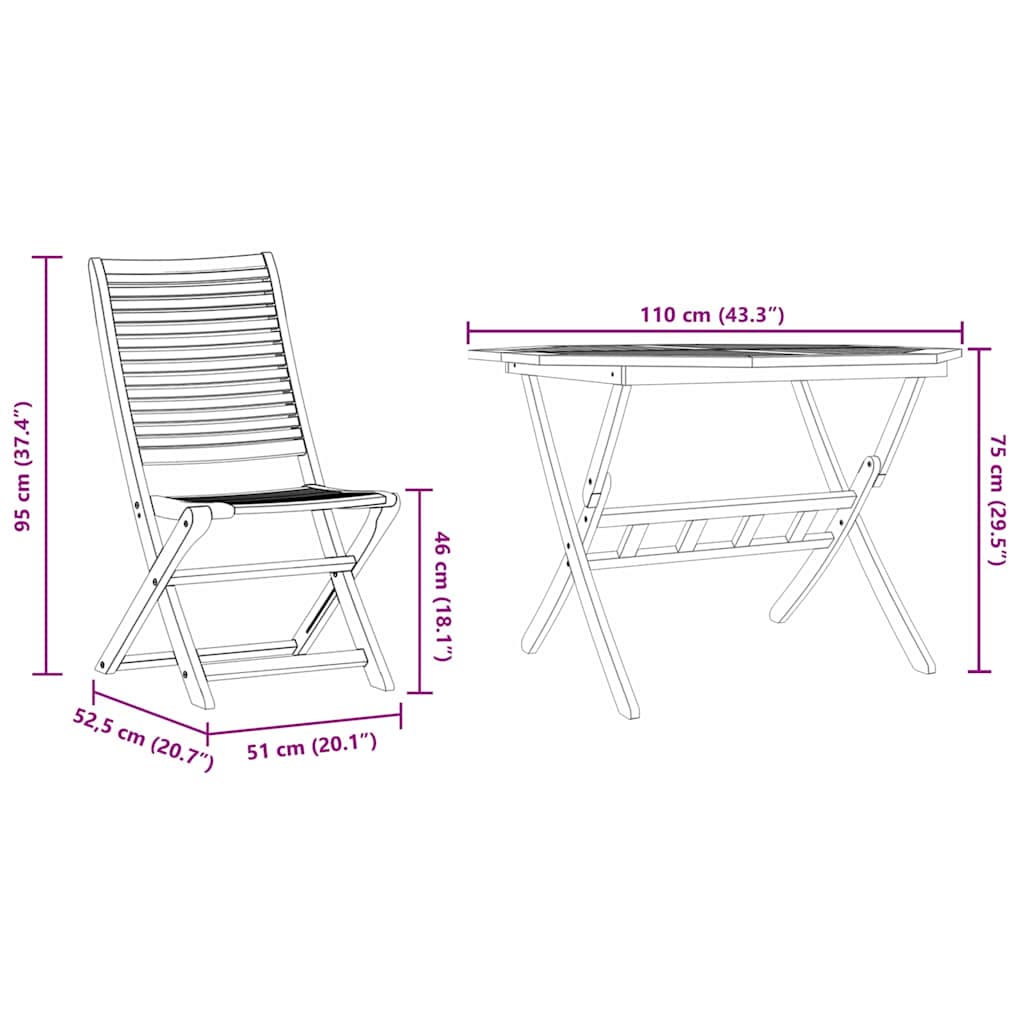 Tuin Eetset 5 Pcs Bruin Massief Acaciahout 4x stoel + ronde tafel