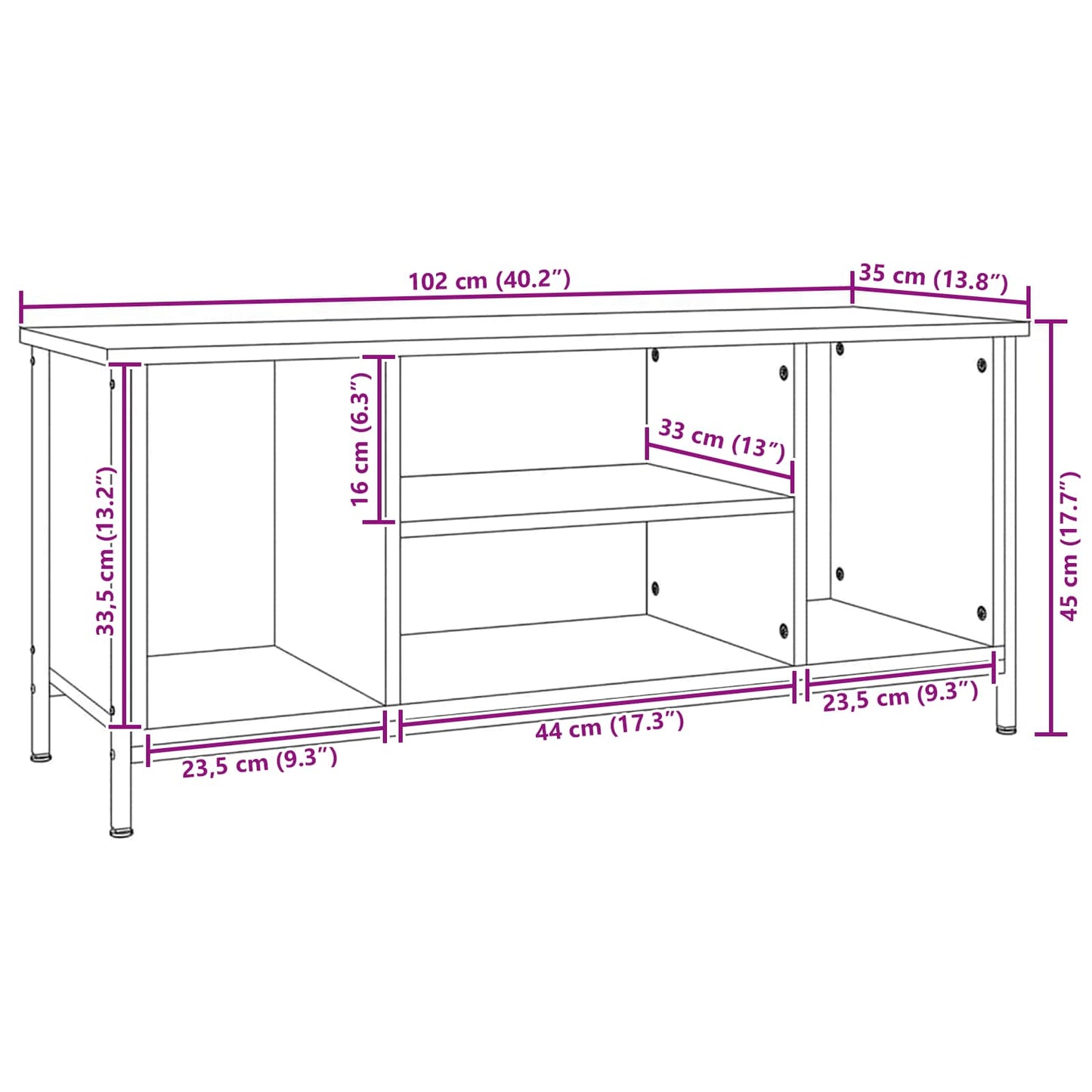 TV-kast Artisan Eiken 102 x 35 x 45 cm Bewerkt hout