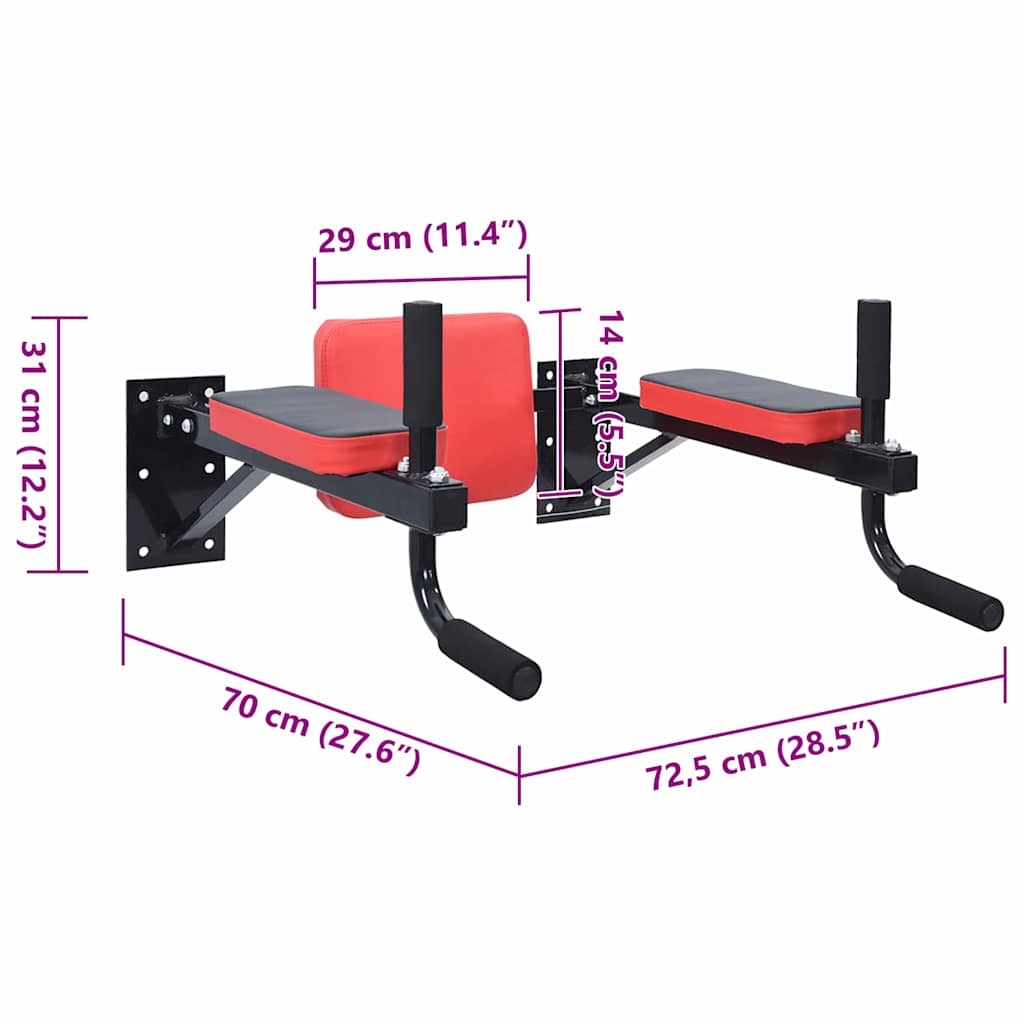 Dip station Zwart en Rood 72,5 x 70 x 31 cm Gepoedercoat staal