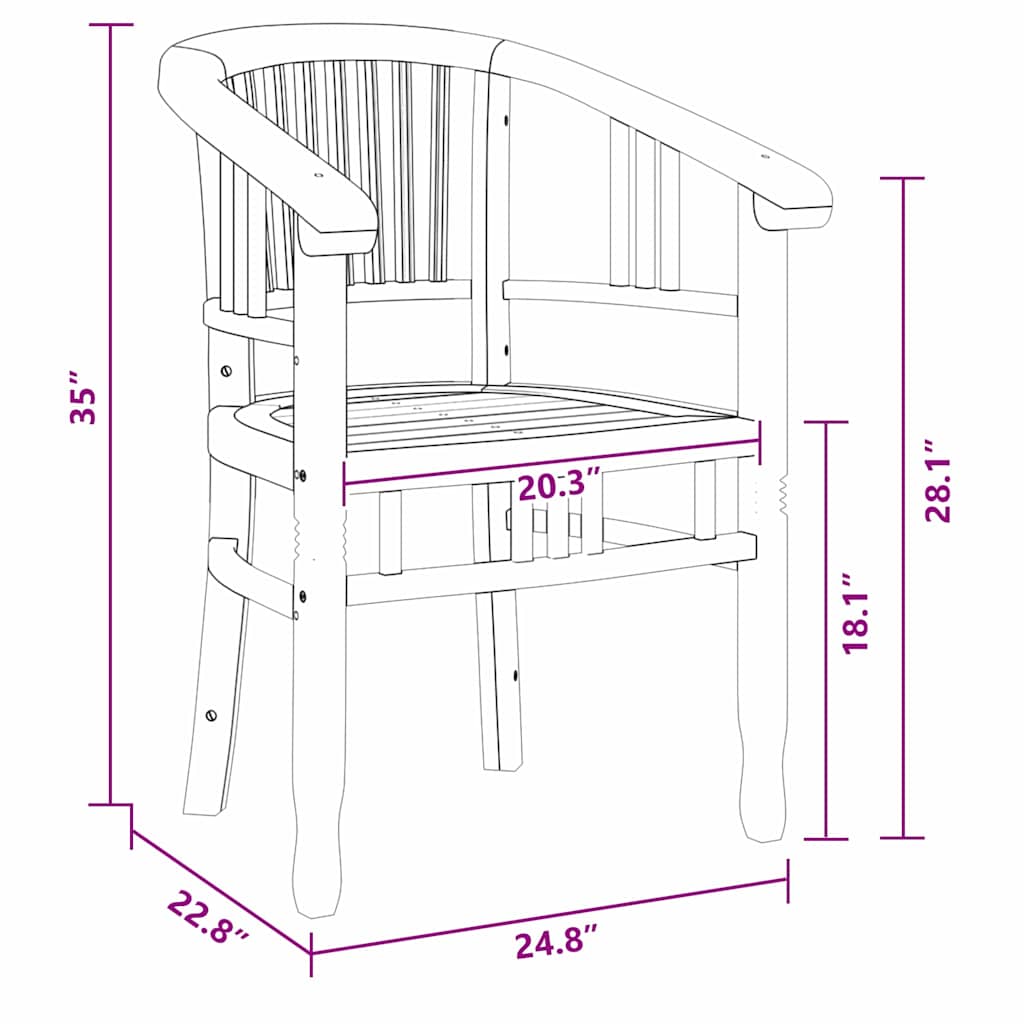 Tuinstoelen 2 pcs Bruin 63 x 58 x 89 cm Massief teakhout