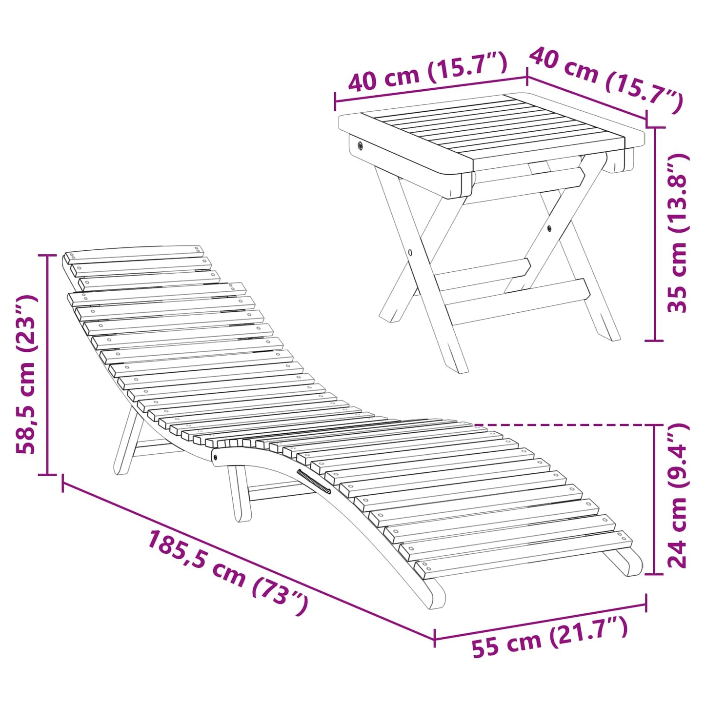 Ligstoel 2 pcs Bruin Massief Teakhout
