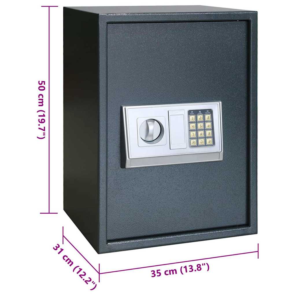 Digitale kluis met slot Donkergrijs 35 x 31 x 50 cm Staal