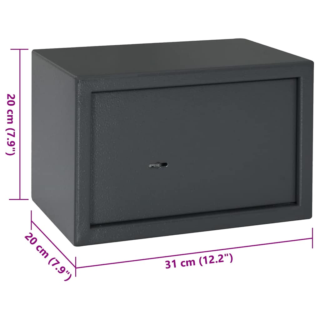 Kluisdoos met slot Donkergrijs 31 x 20 x 20 cm Staal