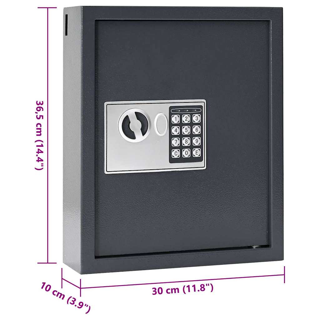 Digitale kluis met slot Donkergrijs 30 x 10 x 36,5 cm Staal