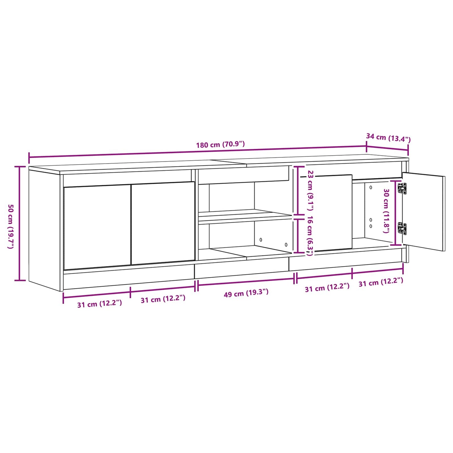 Tv Eenheden 2 Pcs Bruin 180 X 34 X 50 Cm Bewerkt Hout 180 cm