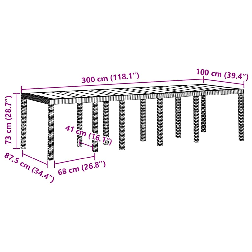 Tuin Eetset 13 st Lichtgrijs Poly riet