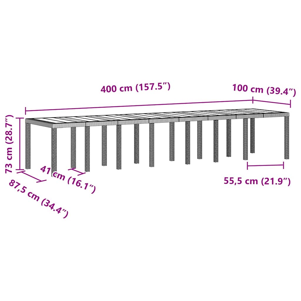 Tuin Eettafelset met kussens 15 st Wit PP