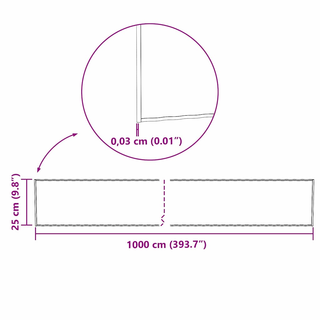 Gras Rand Zilver 1000 x 25 x 0,03 cm