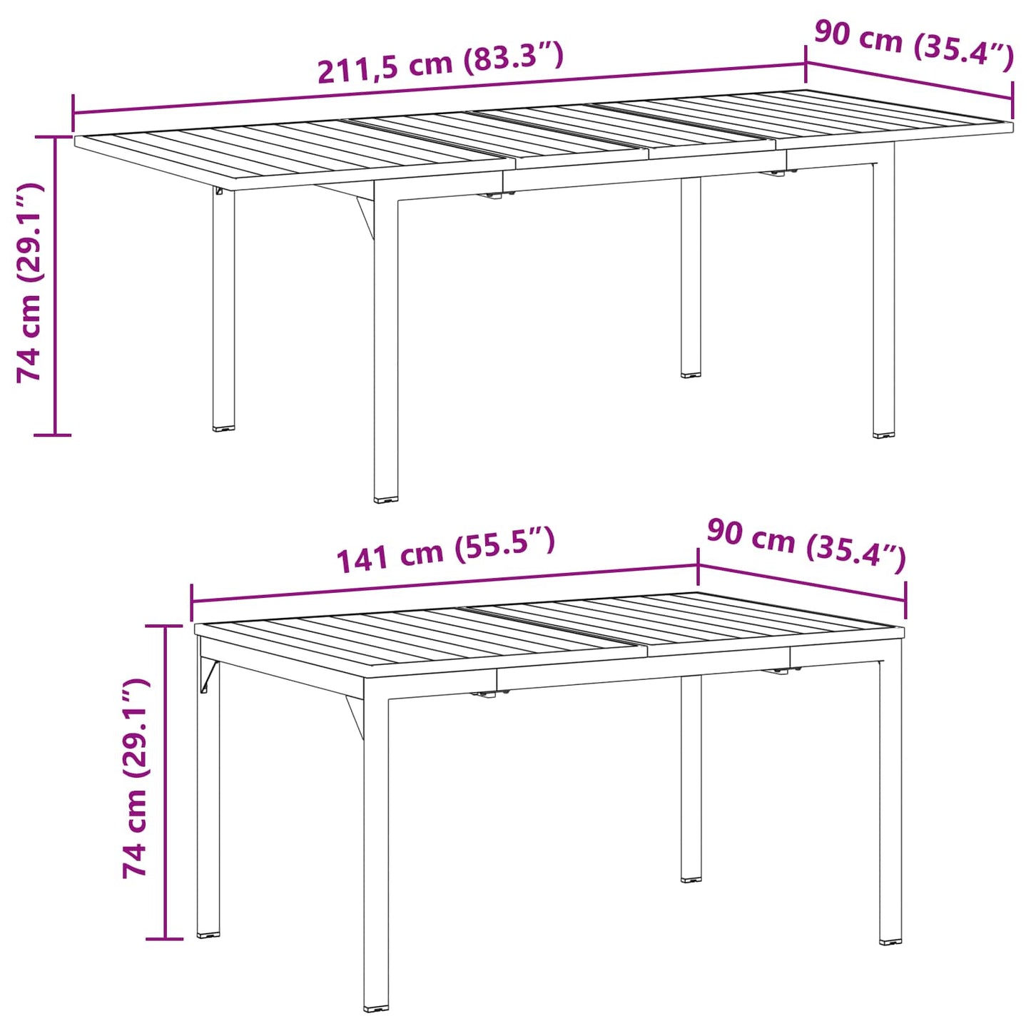 Tuin eettafelset 9 pcs Antraciet Staal