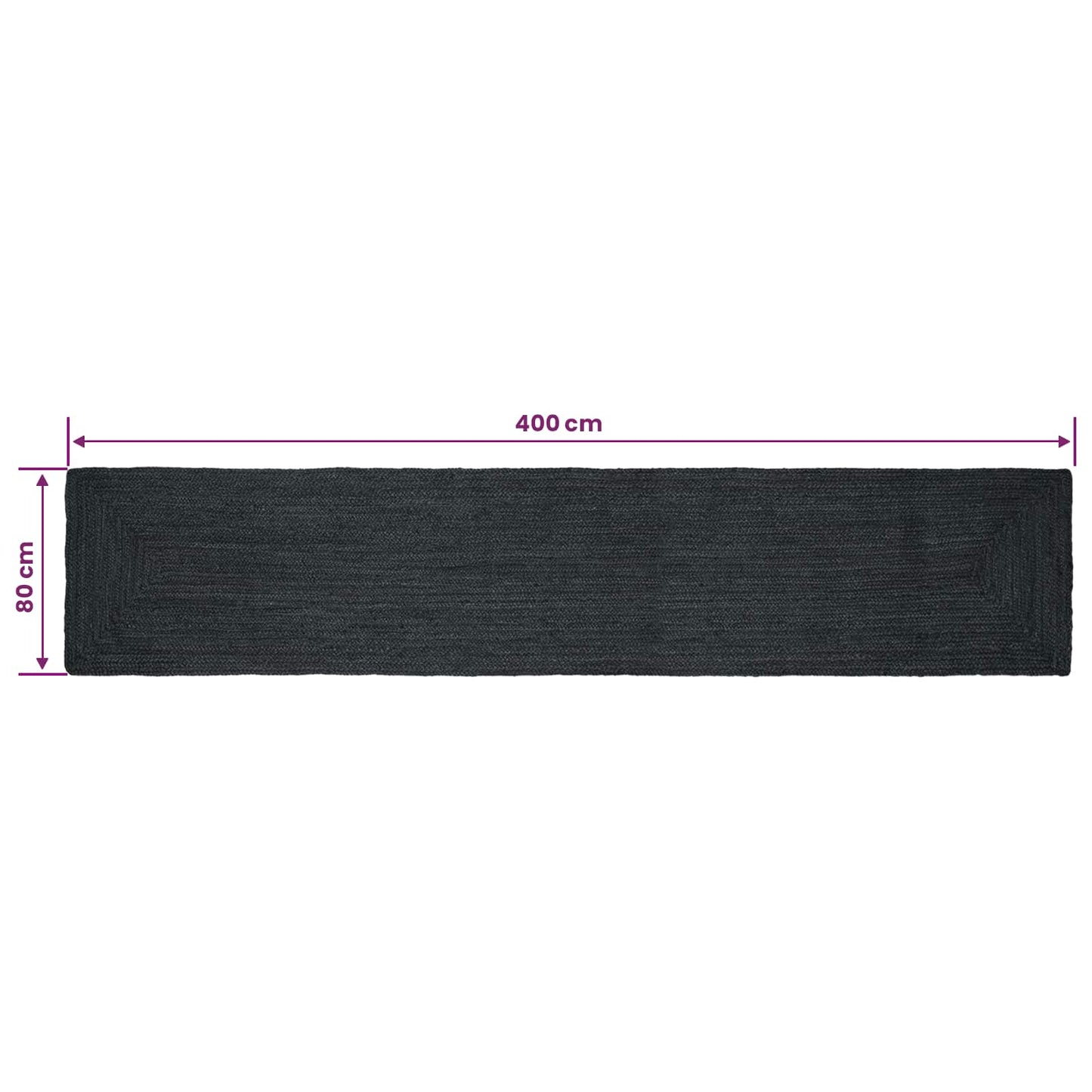 Vloerkleden Rechthoekig Donkergrijs 80 x 400 cm Jute