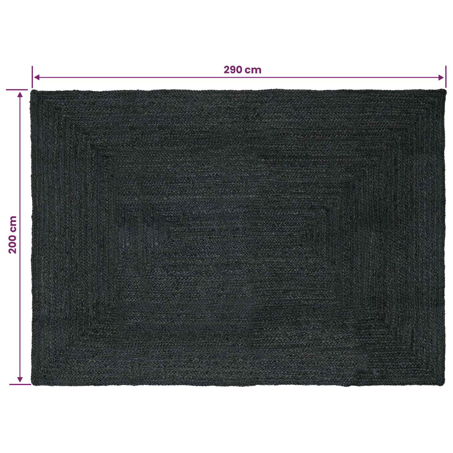 Vloerkleden Rechthoekig Donkergrijs 200 x 290 cm Jute