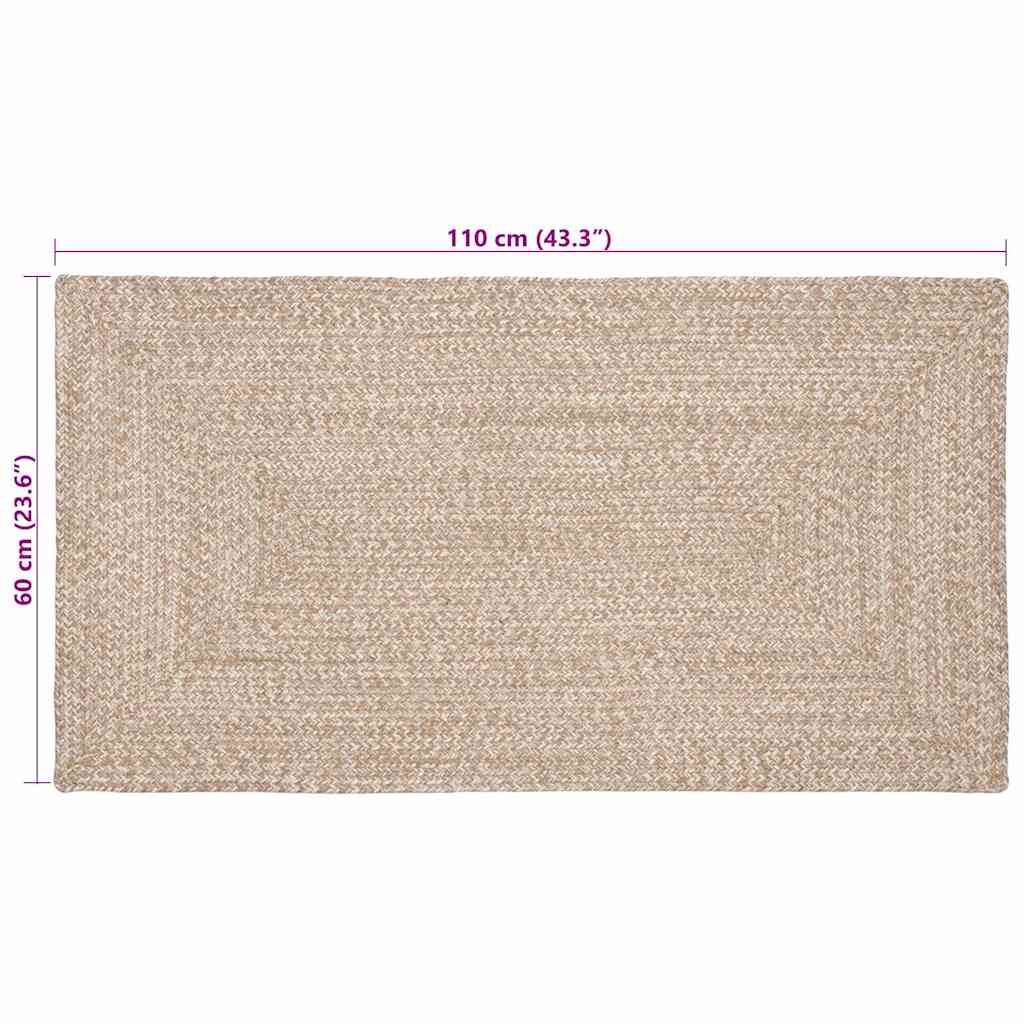 Tapijt Natuurlijk en wit 60 x 110 cm Jute