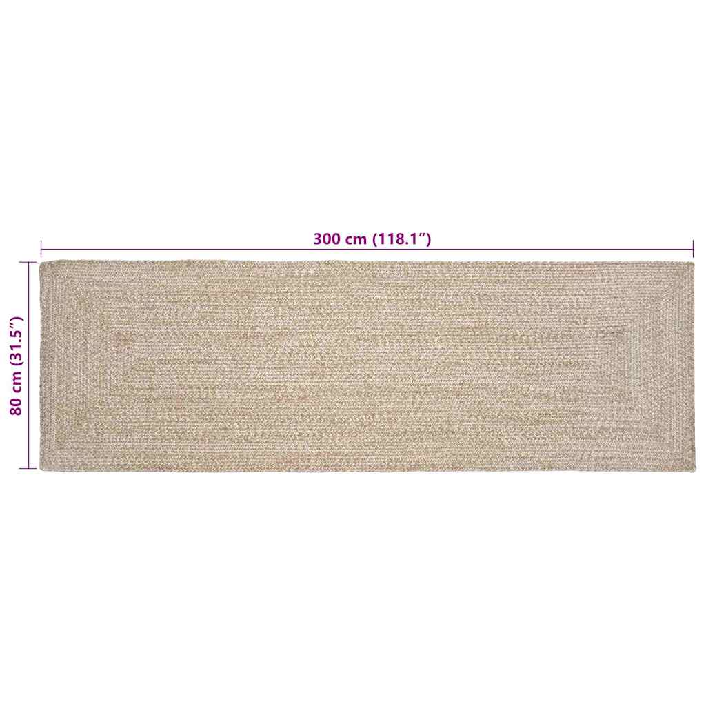 Tapijt Natuurlijk en wit 80 x 300 cm Jute