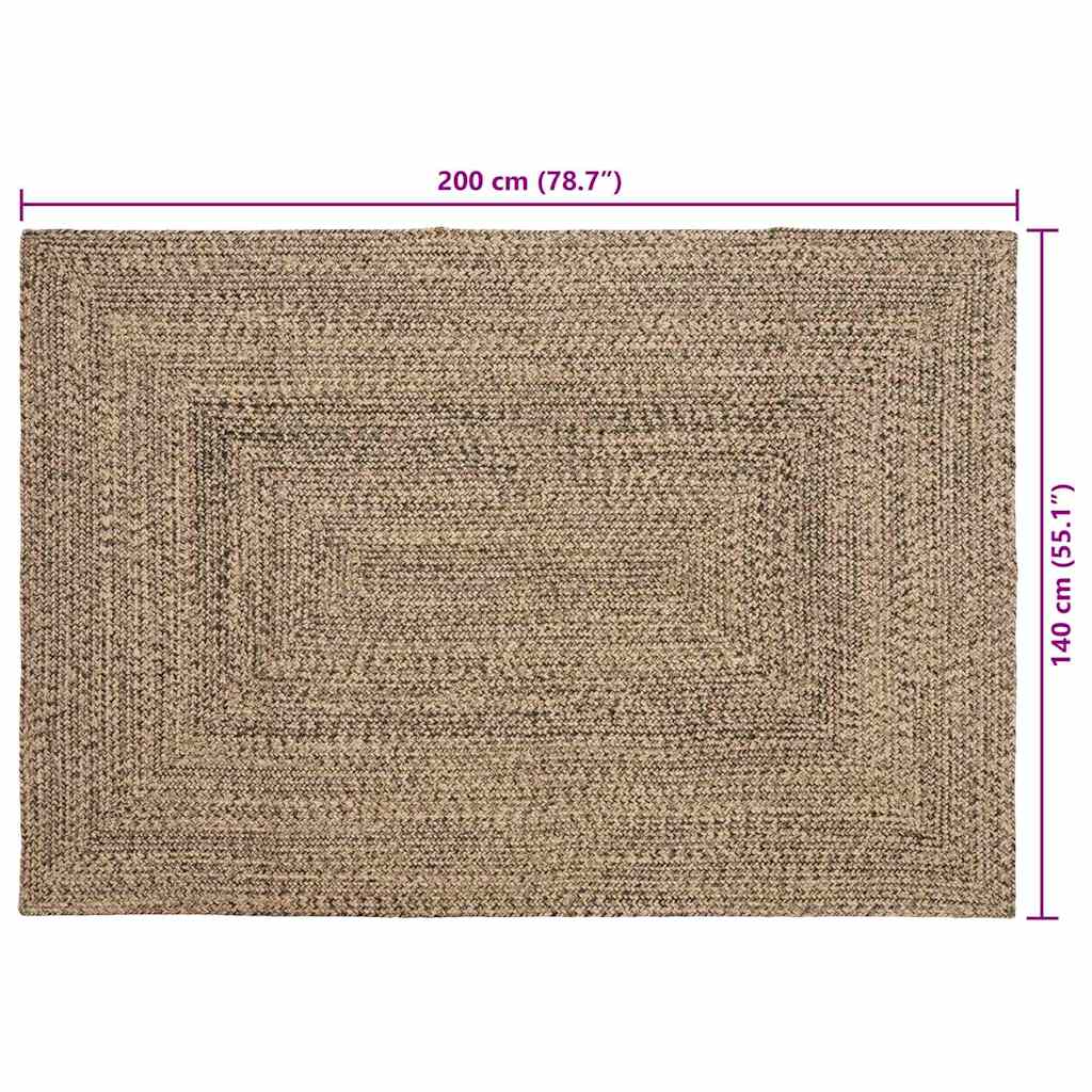 Tapijt Naturel en zwart 140 x 200 cm Jute