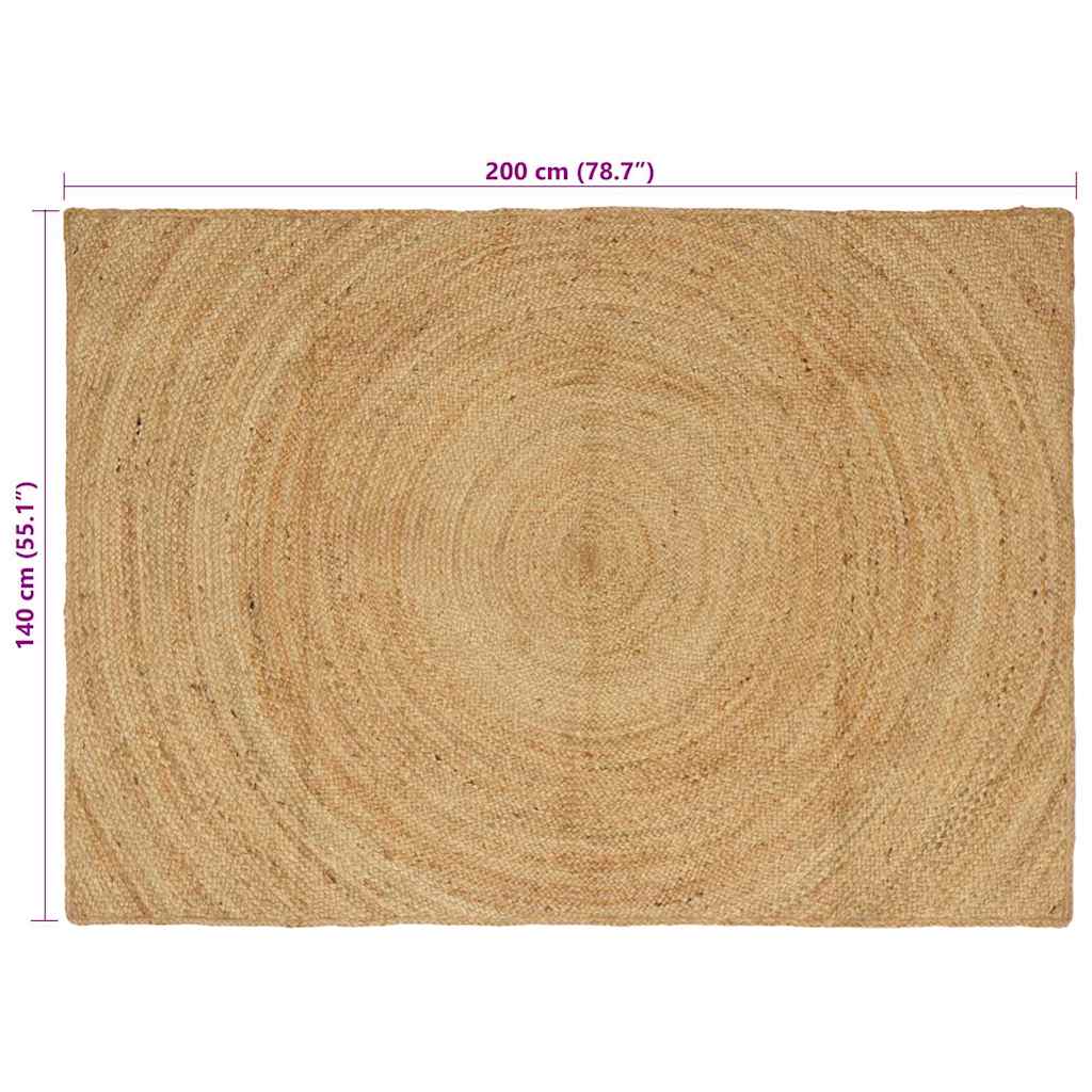 Vloerkleed Bruin Jute 140 x 200 cm Naturel