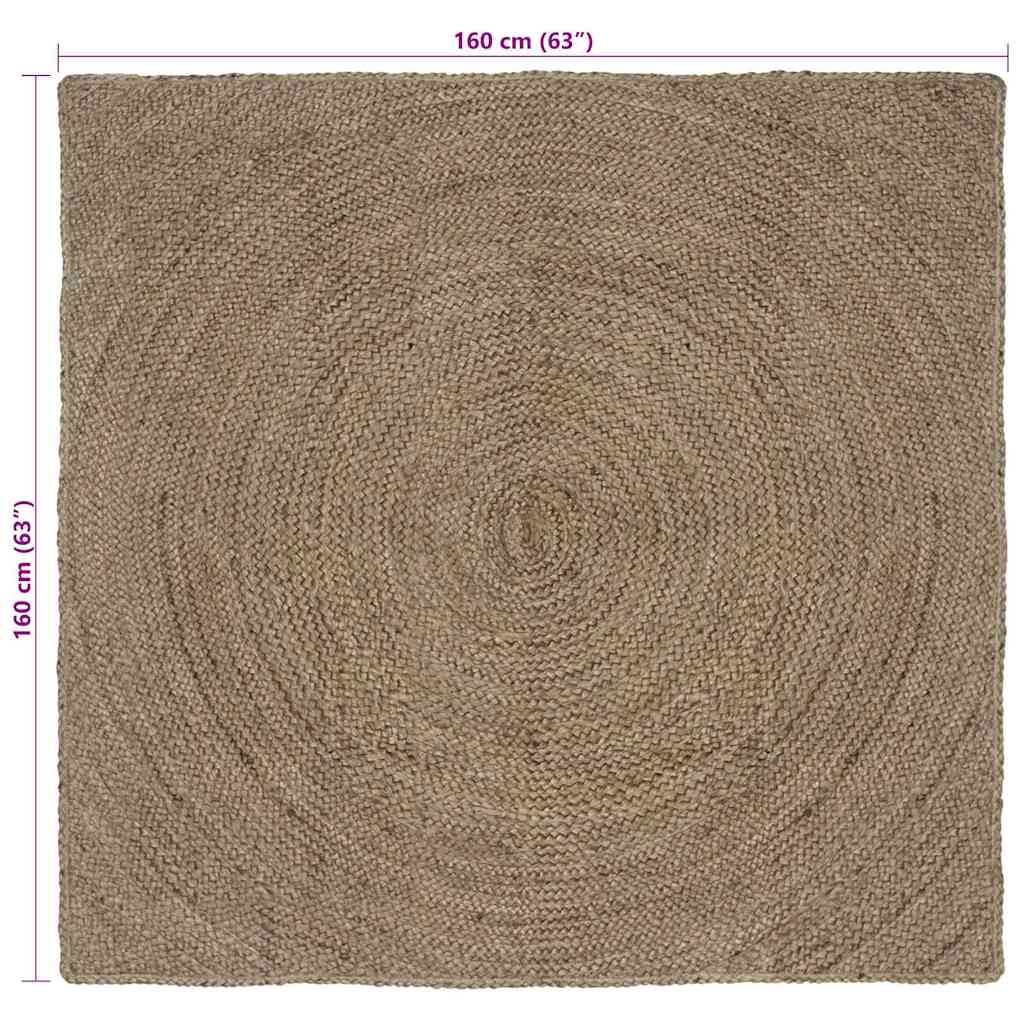 Vloerkleed Jute 160 x 160 cm Grijs