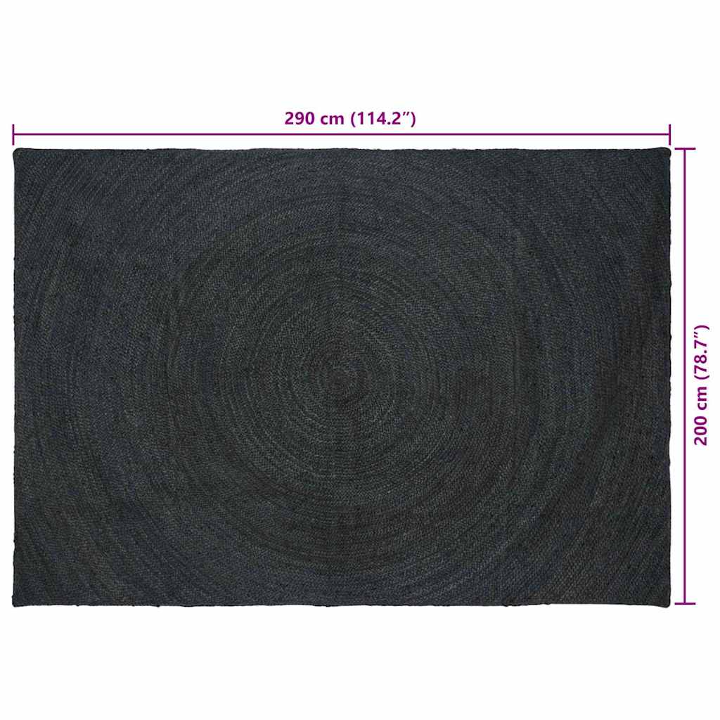 Vloerkleed Jute 200 x 290 cm Donkergrijs