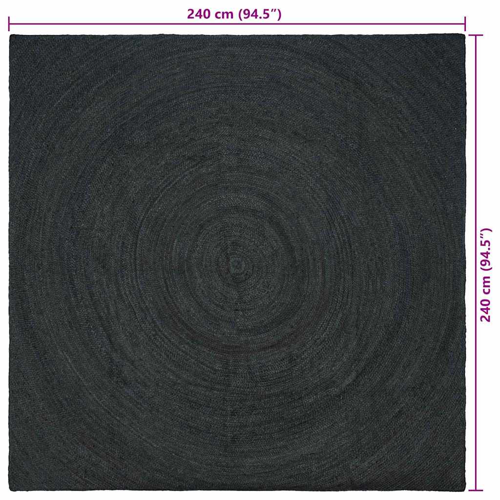 Vloerkleed Jute 240 x 240 cm Donkergrijs