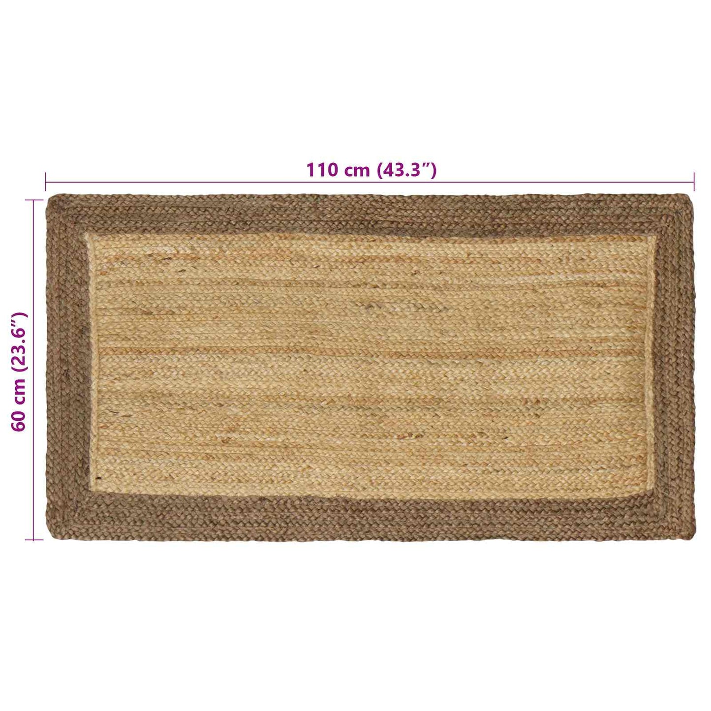 Vloerkleden Rechthoekig Natuurlijk en Grijs 60 x 110 cm Jute