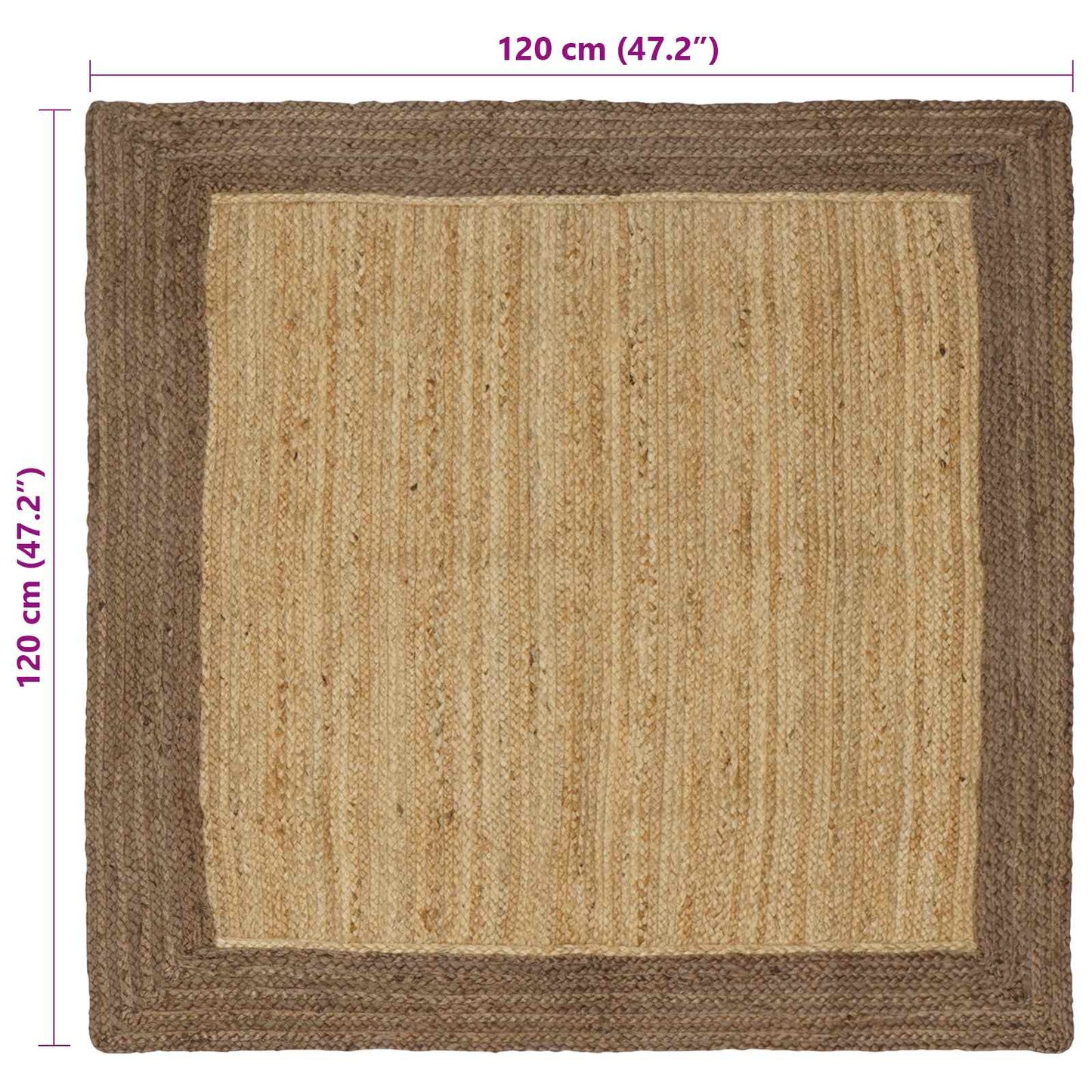 Vloerkleden Rechthoekig Natuurlijk en Grijs 120 x 120 cm Jute