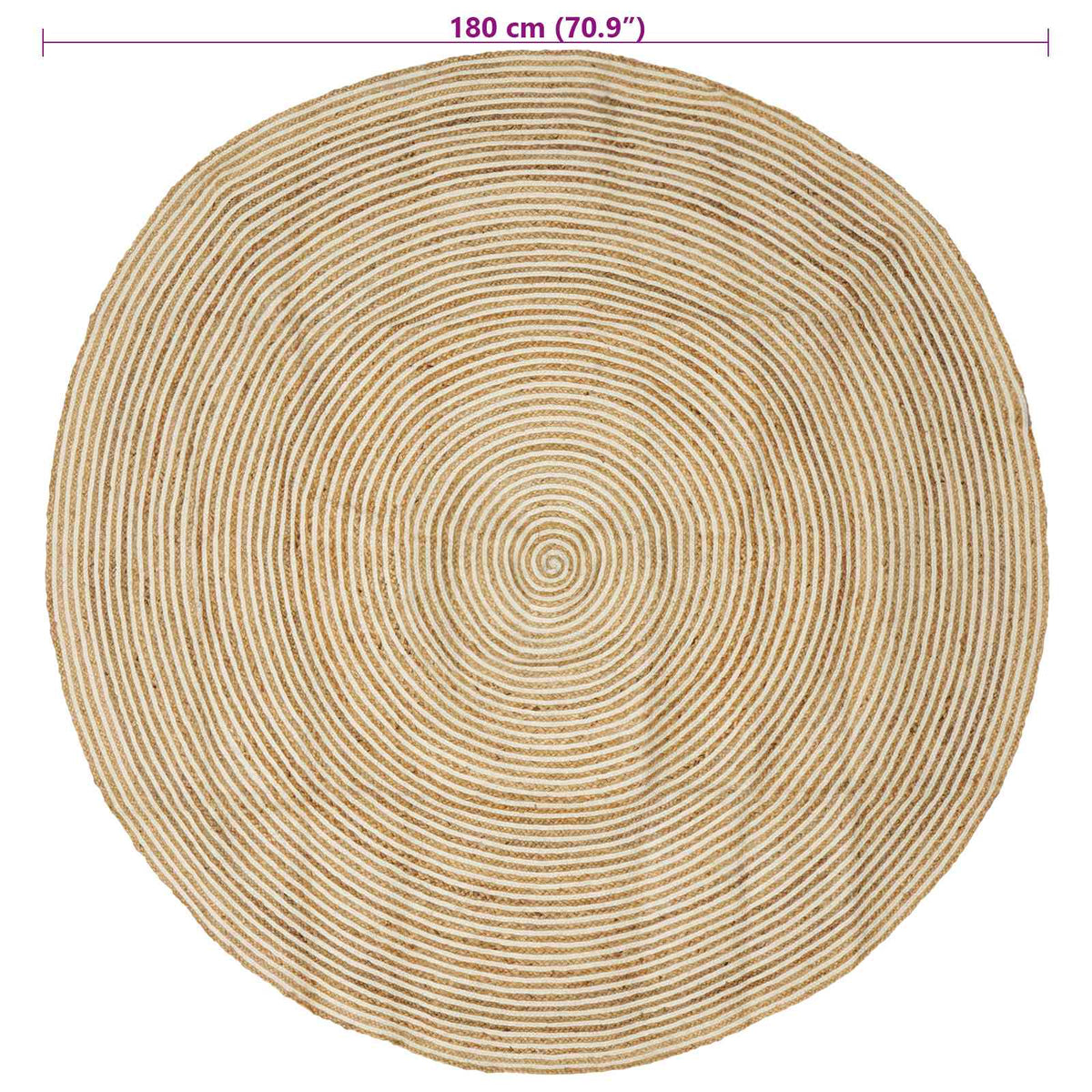 Gebied Tapijt Wit Ø 180 cm Jute