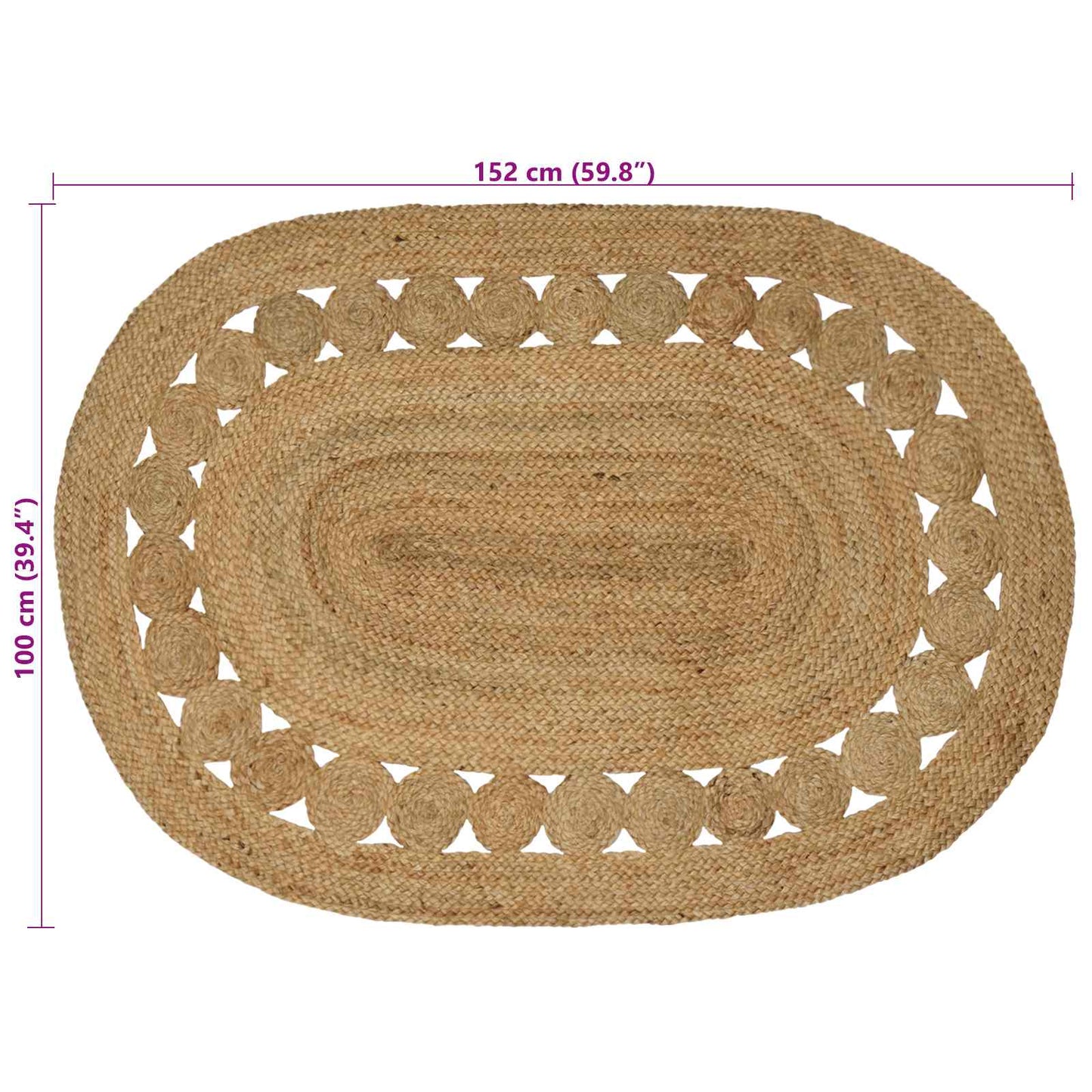 Tapijt Bruin 100 x 152 cm Jute