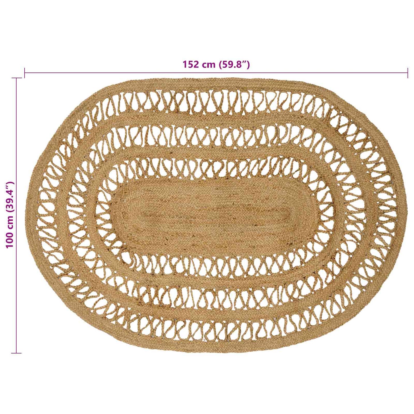 Tapijt Bruin 100 x 152 cm Jute