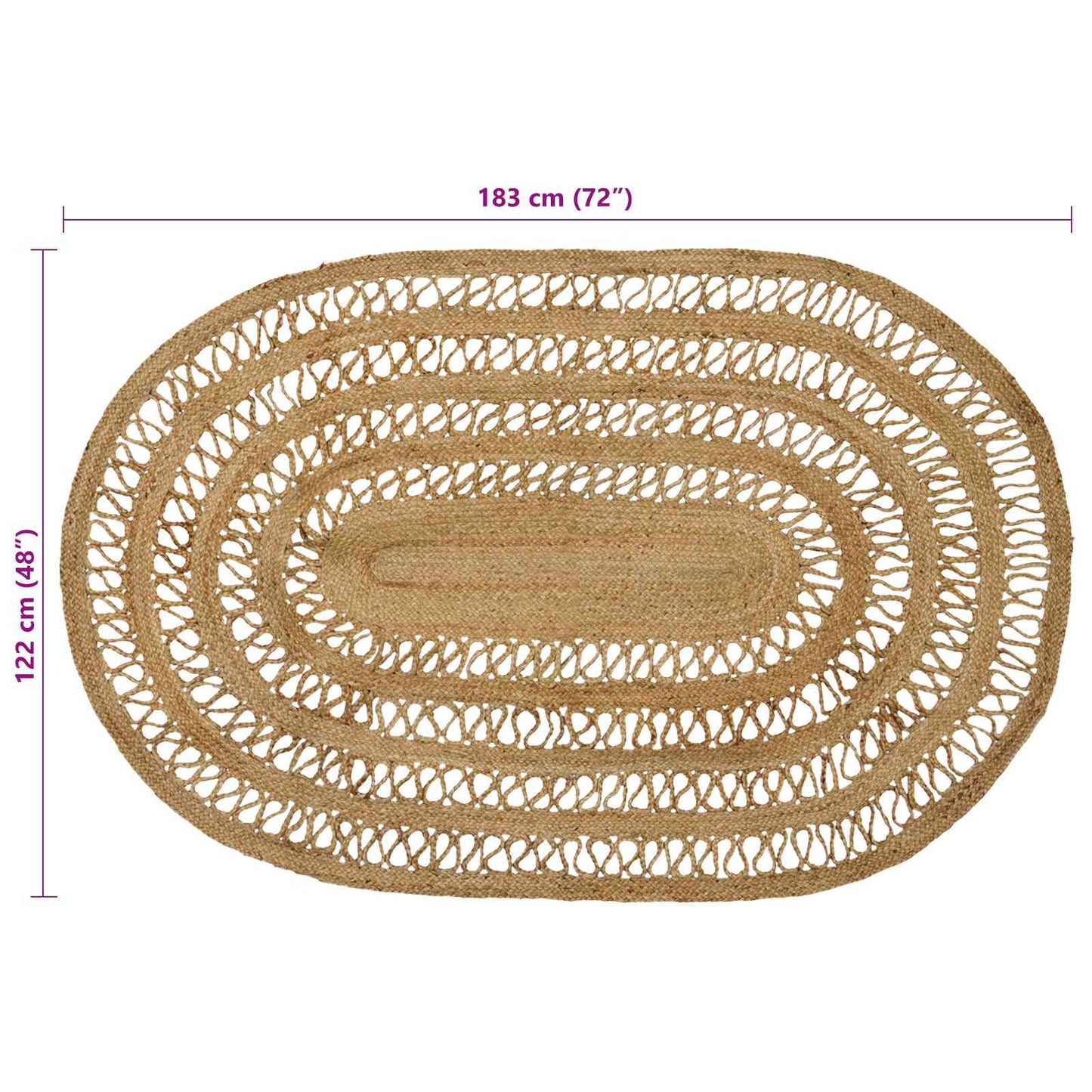 Tapijt Bruin 122 x 183 cm Jute