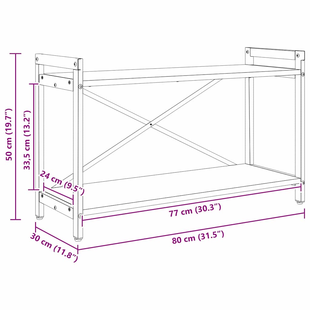 Boekenkast Gerookt eiken 80 x 30 x 48.5 cm Bewerkt hout