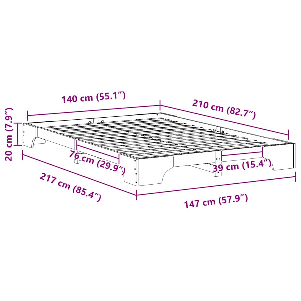 Bedframe met opslag Wit 140 x 210 cm Hout