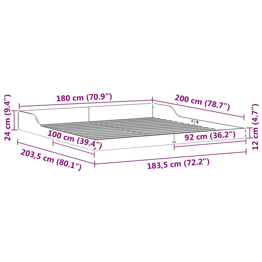 Bedframe Wasbruin 180 x 200 cm Massief grenenhout