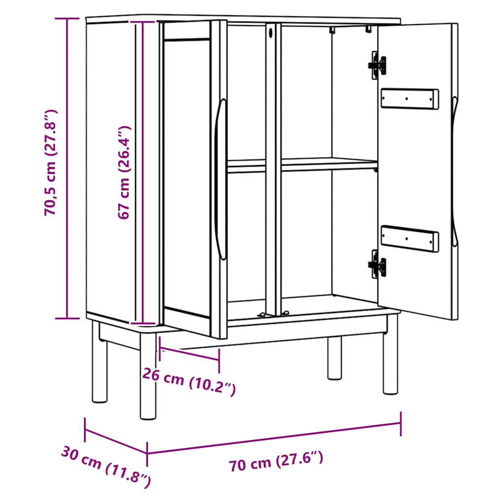 Dressoir Wasbruin 70 x 30 x 70,5 cm Massief Vurenhout