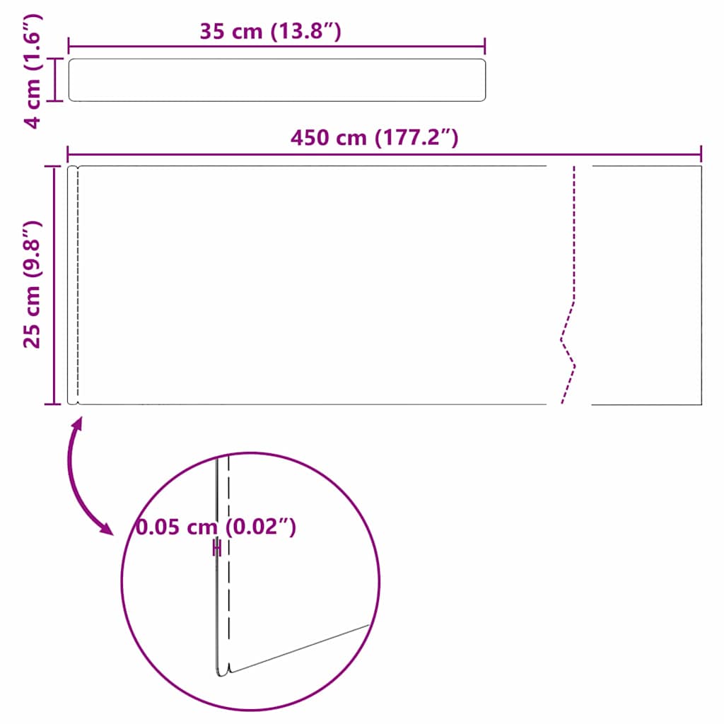 Tuinrand 450 x 0,05 x 25 cm Roestvrij staal Zilver