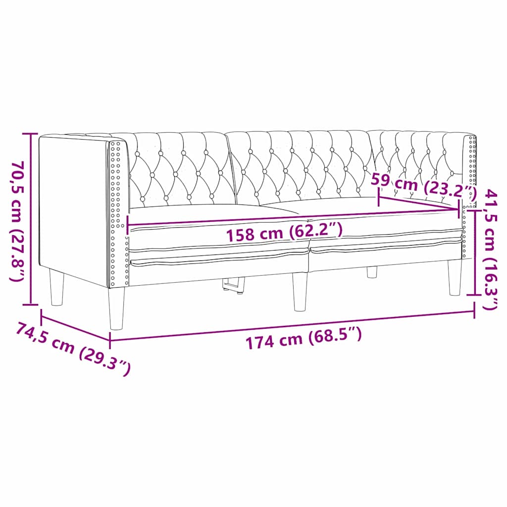 Bank Zwart 174 x 74,5 x 70,5 cm PVC