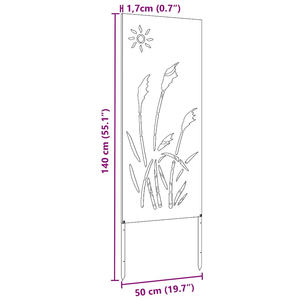 Tuin Privacy Screen Fretwerk Roestig 50 x 140 cm Cortenstaal