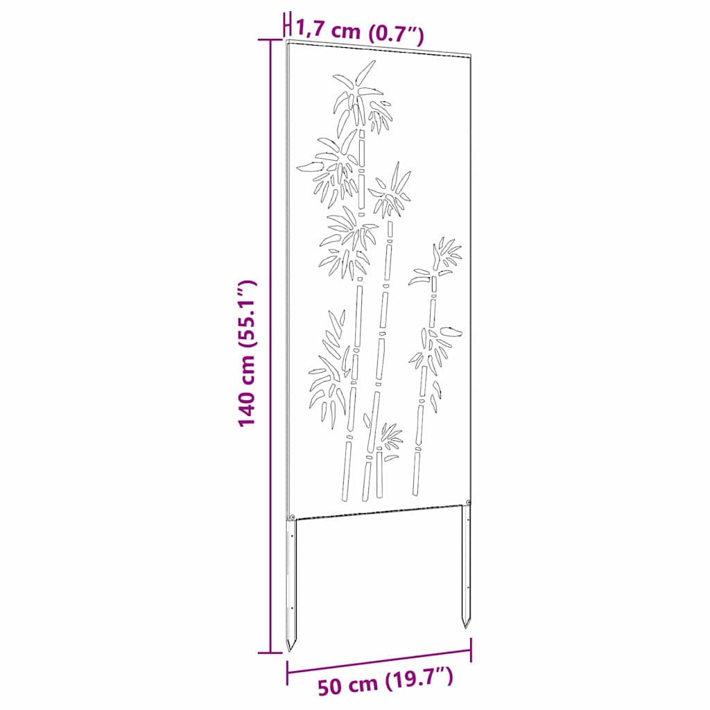 Tuin decoratief paneel Roestig 50 x 140 cm Verweerd staal