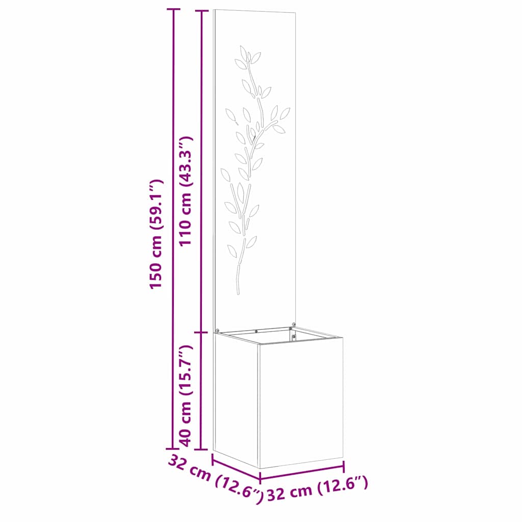 Tuin Privacy Screen Roestig 32 x 32 x 150 cm Cortenstaal