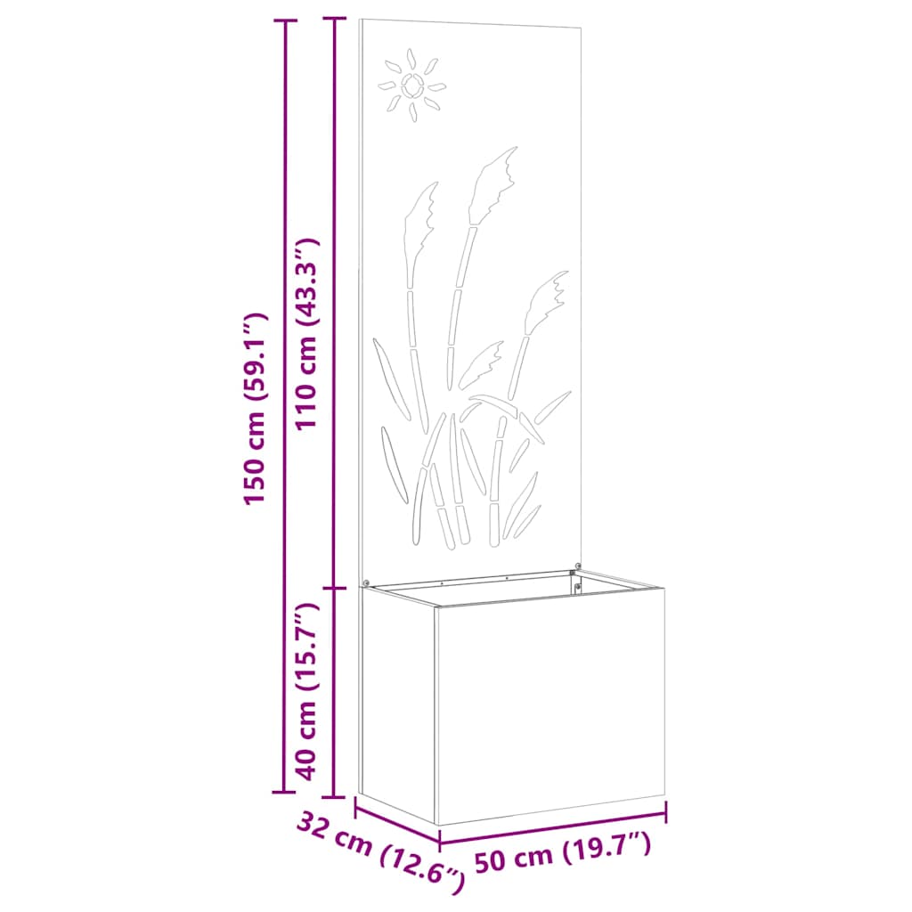 Tuinplant met Decoratief Paneel Wit 50 x 140 cm