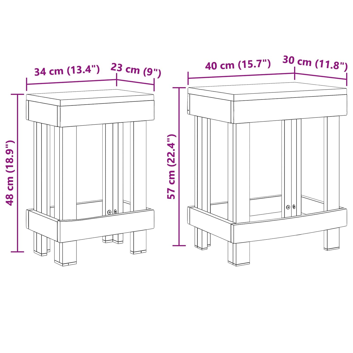 Plantenstandaard 2 pcs Bruin 70 x 11 x 27 cm Mahoniehout