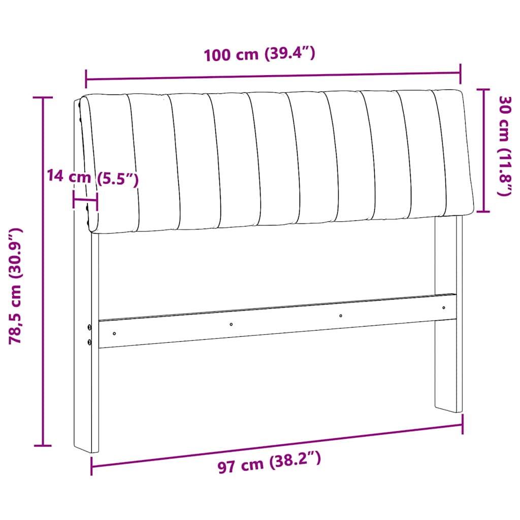 Gestoffeerd hoofdbord Lichtgrijs 100 cm Massief grenenhout