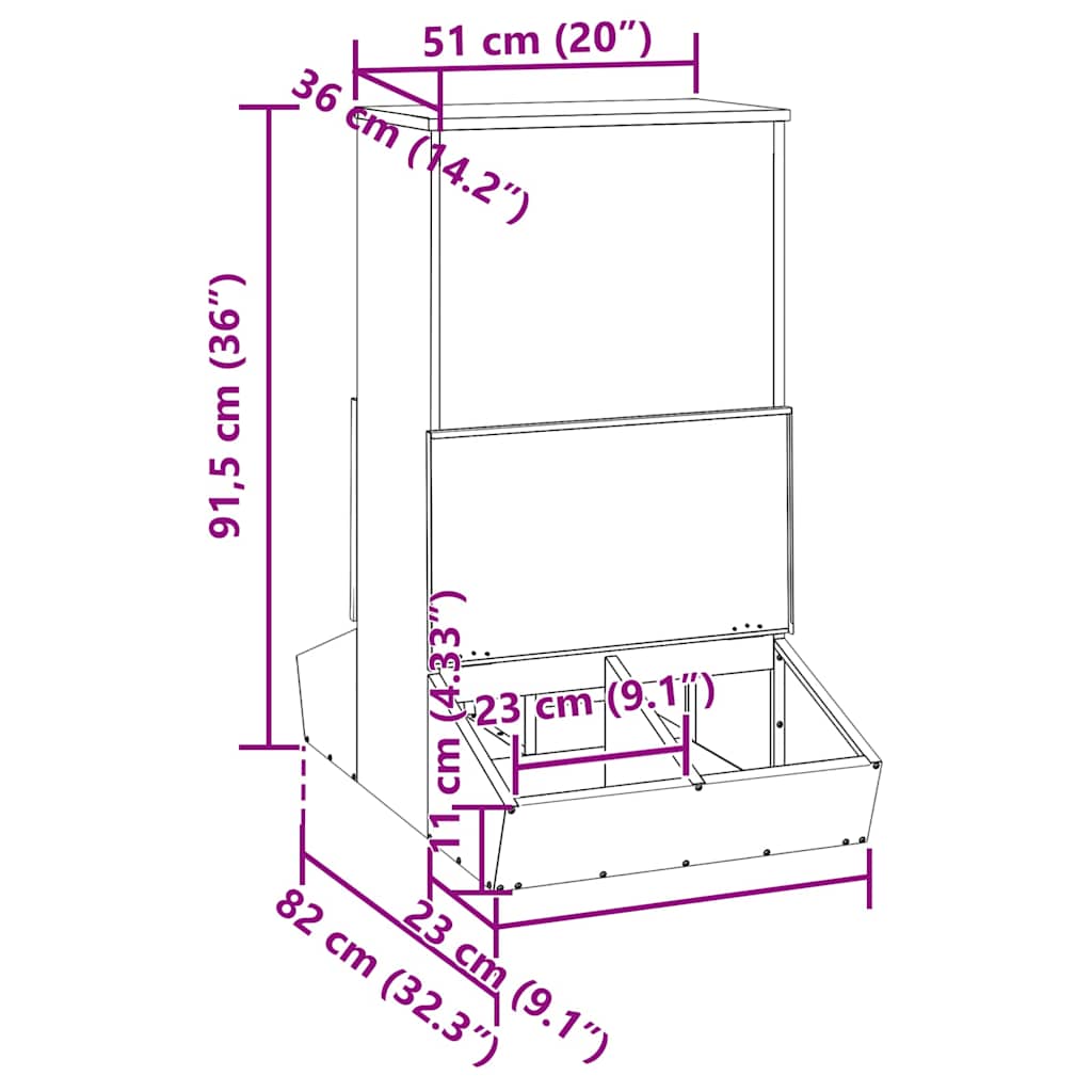 Varkensvoeder Zilver 55 x 51 x 91.5 cm Gegalvaniseerd staal