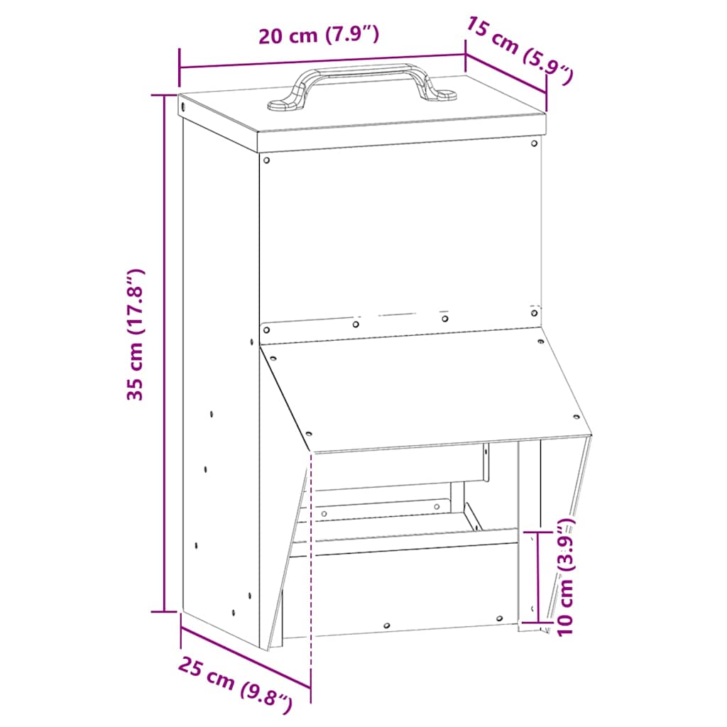 Kip voerbak Zilver 20 x 25 x35 cm Gegalvaniseerd staal