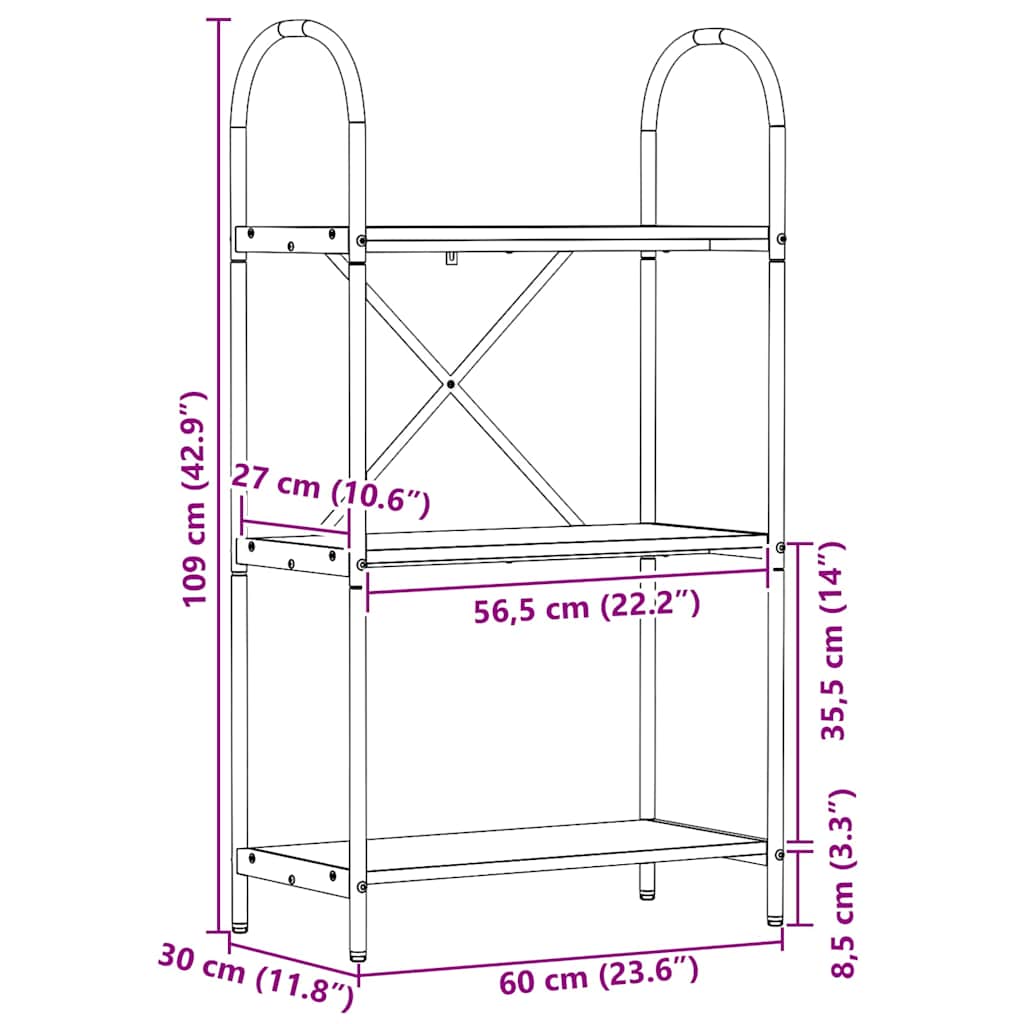 Boekenkast Oudhout 60 x 30 x 109 cm Bewerkt hout