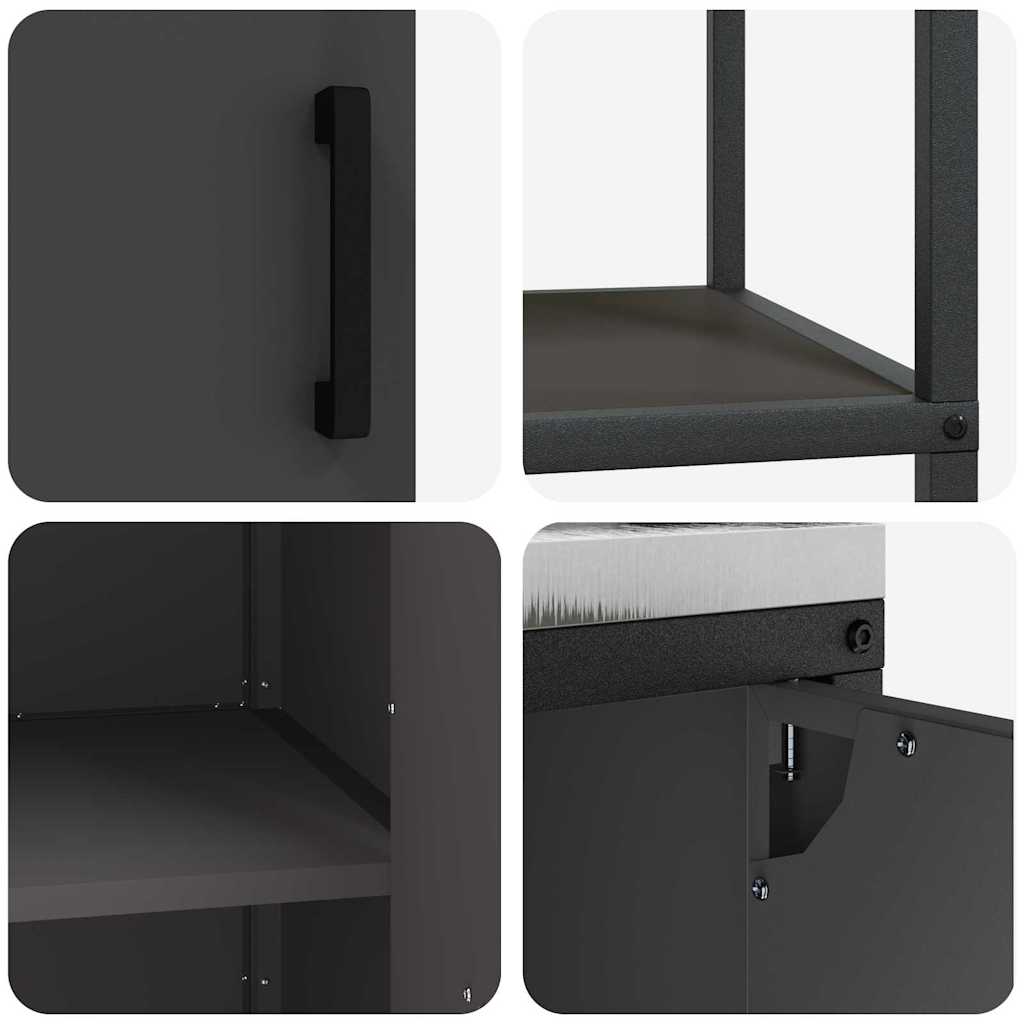 Keuken Opslag Set met plank Anders met opslag met de deur 3 pcs Zwart 210 x 50 x 92 cm